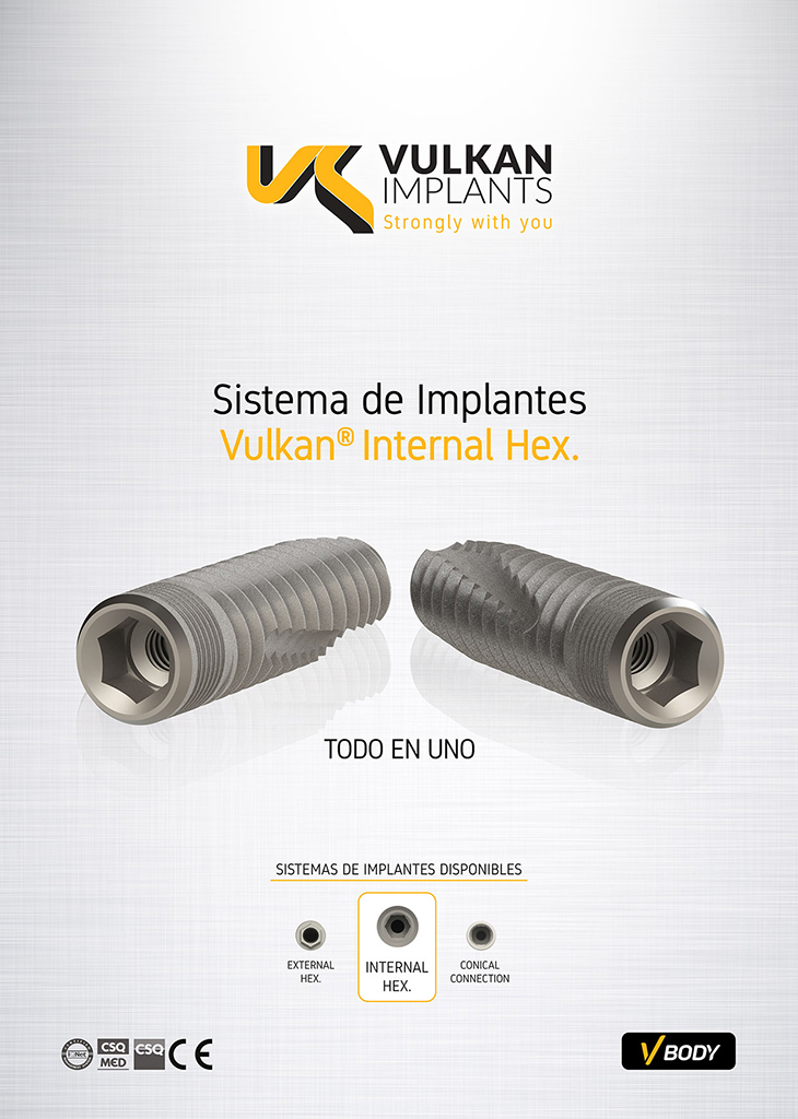 Sistema de implantes dentales  vulkan internal hex.